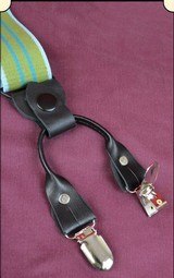 Suspenders - Y-Back Old-timer Green Stripe Suspenders with clips - 4 of 9