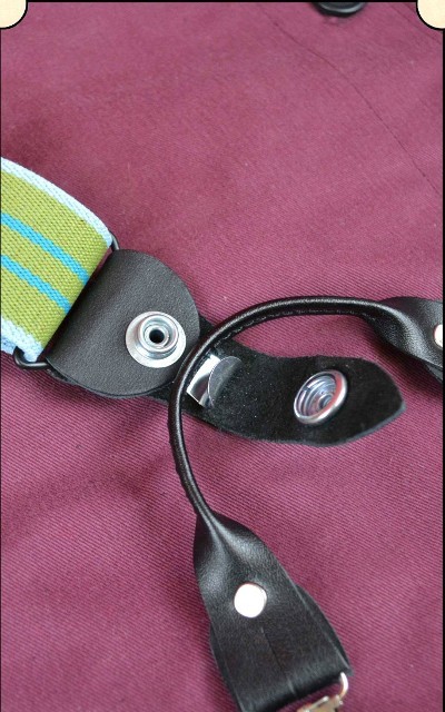 Suspenders - Y-Back Old-timer Green Stripe Suspenders with clips - Image 5 of 9