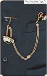 Look, Killer Antique Watch Chain Mother of Pearl Fob - 1 of 9