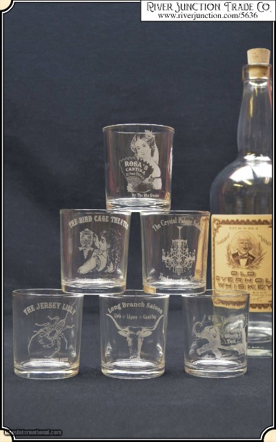 6 Historic Saloon Shot Glasses