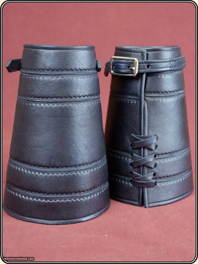 Cowboy Riding Roping Cuffs - Black - Border Stamped RJT#5066