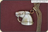 LOOK, Killer Antique Watch Chain Mother of Pearl Fob - 4 of 8