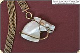 LOOK, Killer Antique Watch Chain Mother of Pearl Fob - 5 of 8