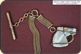 LOOK, Killer Antique Watch Chain Mother of Pearl Fob - 6 of 8