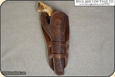 Hand tooled Holster - Mexican Double Loop Holster Copied from original in the River Junction Collection - Image 2 of 13
