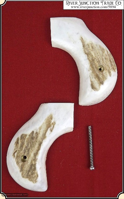 Elk Horn with bark-Pietta Lightning style grip for 60 Army, 61 Navy, and 51 Navy.