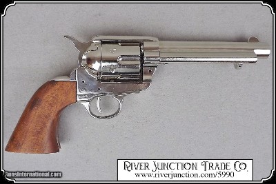 Non- firing Bright Nickel plated 1873 Colt. with genuine wood grips - Image 4 of 7