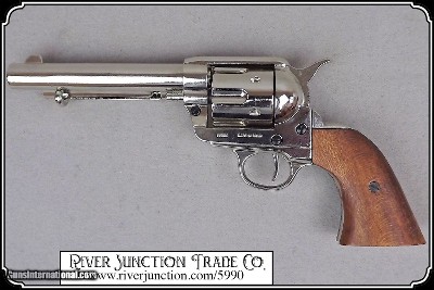 Non- firing Bright Nickel plated 1873 Colt. with genuine wood grips - Image 5 of 7