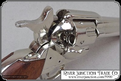 Non- firing Bright Nickel plated 1873 Colt. with genuine wood grips - Image 6 of 7