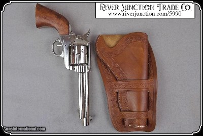 Non- firing Bright Nickel plated 1873 Colt. with genuine wood grips - Image 3 of 7