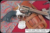Non- firing Bright Nickel plated 1873 Colt. with Checker Black grips - 2 of 7