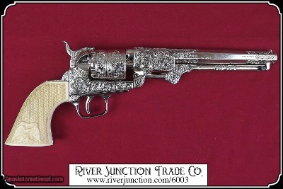 Non- firing pistol - 1851 Navy revolver Engraved Silver Finish - Image 5 of 8