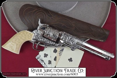 Non- firing pistol - 1851 Navy revolver Engraved Silver Finish - Image 2 of 8