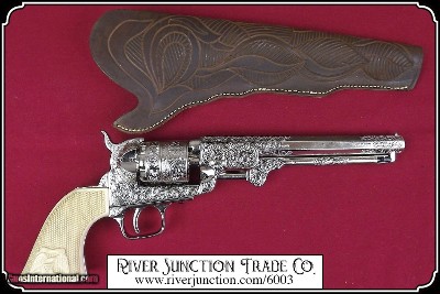 Non- firing pistol - 1851 Navy revolver Engraved Silver Finish - Image 4 of 8
