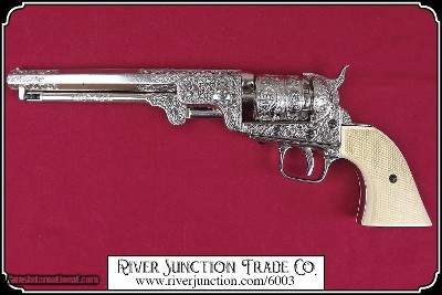 Non- firing pistol - 1851 Navy revolver Engraved Silver Finish - Image 6 of 8