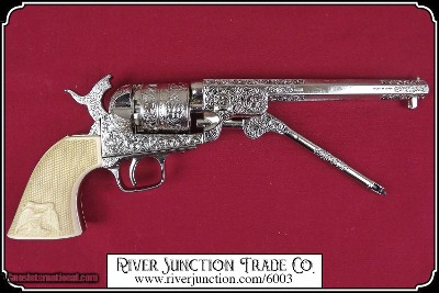 Non- firing pistol - 1851 Navy revolver Engraved Silver Finish - Image 7 of 8
