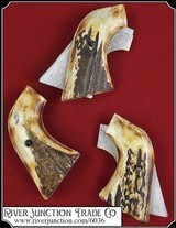 Old Vaquero and other Ruger Grips ~ Hand made Elk Horn two piece Grips w/ bark and fire kissed - 1 of 3
