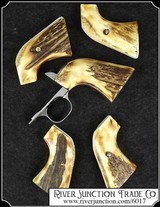 New Vaquero Ruger Grips ~ Hand made Elk Horn w/bark and fire kissed two piece Grips - 1 of 7
