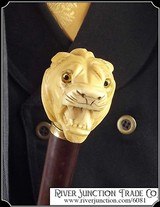 France - 19th century ivory pommel Cane lion head - 1 of 10