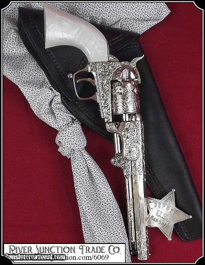 M1851 Engraved Silver Civil War Navy Pistol Non-Firing Replica