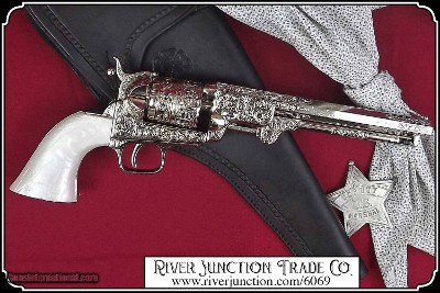 M1851 Engraved Silver Civil War Navy Pistol Non-Firing Replica - Image 2 of 8