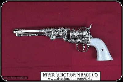 M1851 Engraved Silver Civil War Navy Pistol Non-Firing Replica - Image 6 of 8