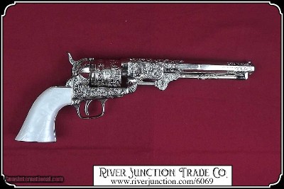 M1851 Engraved Silver Civil War Navy Pistol Non-Firing Replica - Image 5 of 8