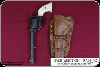 Old West M1873 Black Finish Cavalry Non-Firing Replica Revolver - Faux Ivory Grips - Image 3 of 8