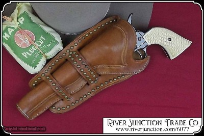 Old West M1873 Black Finish Cavalry Non-Firing Replica Revolver - Faux Ivory Grips - Image 4 of 8