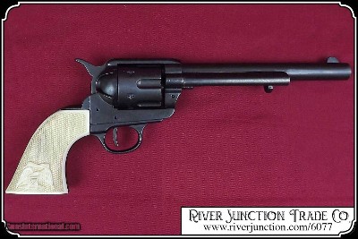 Old West M1873 Black Finish Cavalry Non-Firing Replica Revolver - Faux Ivory Grips - Image 6 of 8