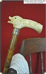 (Make Offer) 19th century ivory Wild Boar head Cane - 1 of 15