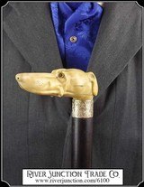 19th Century Ivory Pommel Cane Hound head - 1 of 9