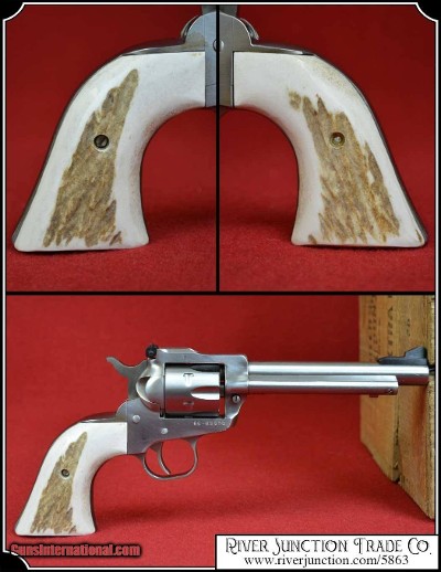 New Vaquero, Ruger Grips ~ Hand made Elk Horn w/bark two piece Grips RJT#5863
