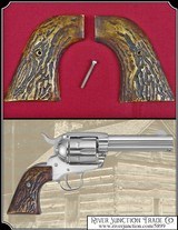 New Vaquero, Ruger Grips ~ Hand crafted jigged bone antiqued Elk Horn two piece Grips RJT#5899 - 1 of 6