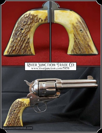 Old Vaquero and other Ruger Grips ~ Hand made Elk Horn two piece Grips w/ bark on RJT#5858