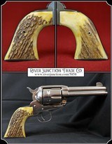 Old Vaquero and other Ruger Grips ~ Hand made Elk Horn two piece Grips w/ bark on RJT#5858