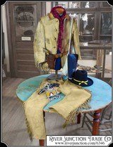 A truly rare find: Original Indian Wars Cavalry Officers brain tanned elk hide coat and trousers. - 1 of 20