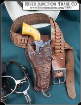 Antique brass spotted holster and belt for 4 3/4 inch barreled Colt SAA - 1 of 14