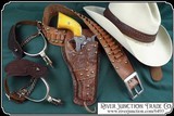 Antique brass spotted holster and belt for 4 3/4 inch barreled Colt SAA - 2 of 14