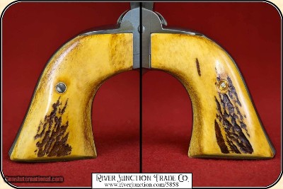 Old Vaquero and other Ruger Grips ~ Hand made Elk Horn two piece Grips w/ bark on RJT#5858 - Image 9 of 13