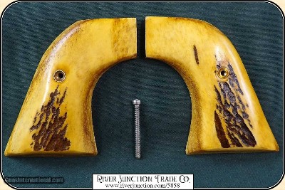 Old Vaquero and other Ruger Grips ~ Hand made Elk Horn two piece Grips w/ bark on RJT#5858 - Image 10 of 13