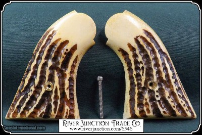 Jigged Elk Horn Grips for Uberti 1858 - Image 6 of 9