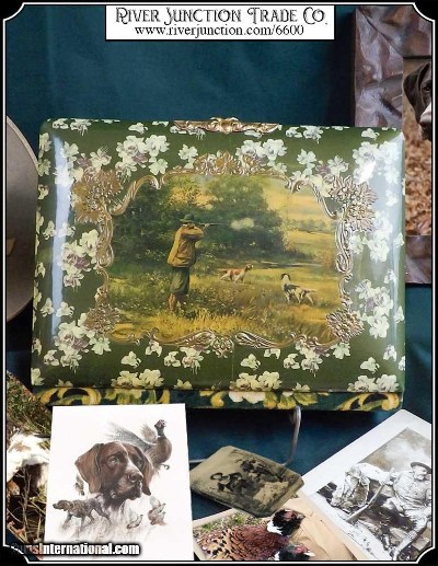 Victorian era Upland Game hunters Photo Album, multi-color on celluloid cover