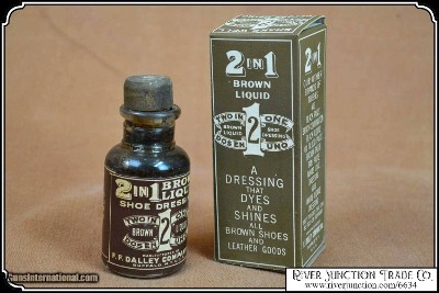 New old stock F.F. DALLEY COMPANY INC. 2 in 1 Brown Liquid Shoe Dressing - Image 2 of 5