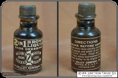 New old stock F.F. DALLEY COMPANY INC. 2 in 1 Brown Liquid Shoe Dressing - Image 4 of 5