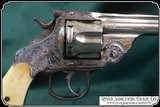 European Copy of a Smith & Wesson Double Action .44 Russian Engraved with bone grips - 5 of 18