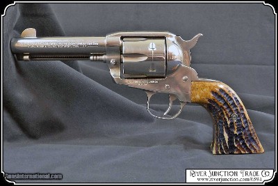 Ruger Wrangler, Old Vaquero and other Ruger Grips ~ Hand made Jigged Elk Horn Grips with Antique stained RJT#6594 - Image 3 of 13