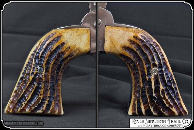 Ruger Wrangler, Old Vaquero and other Ruger Grips ~ Hand made Jigged Elk Horn Grips with Antique stained RJT#6594 - Image 4 of 13