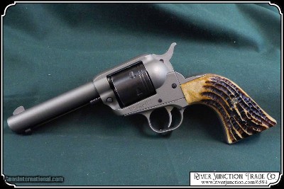 Ruger Wrangler, Old Vaquero and other Ruger Grips ~ Hand made Jigged Elk Horn Grips with Antique stained RJT#6594 - Image 9 of 13