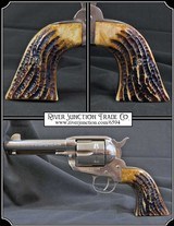 Ruger Wrangler, Old Vaquero and other Ruger Grips ~ Hand made Jigged Elk Horn Grips with Antique stained RJT#6594
